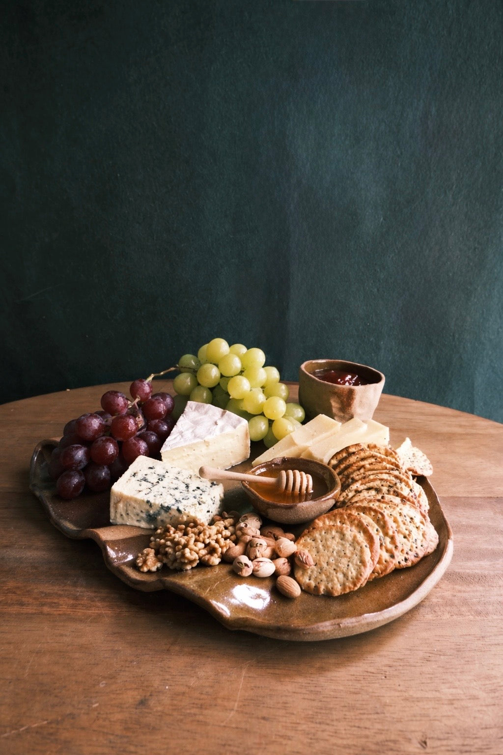 Scroll Cheese Platter/Serving Platter- Three Piece- Dark Umber #2