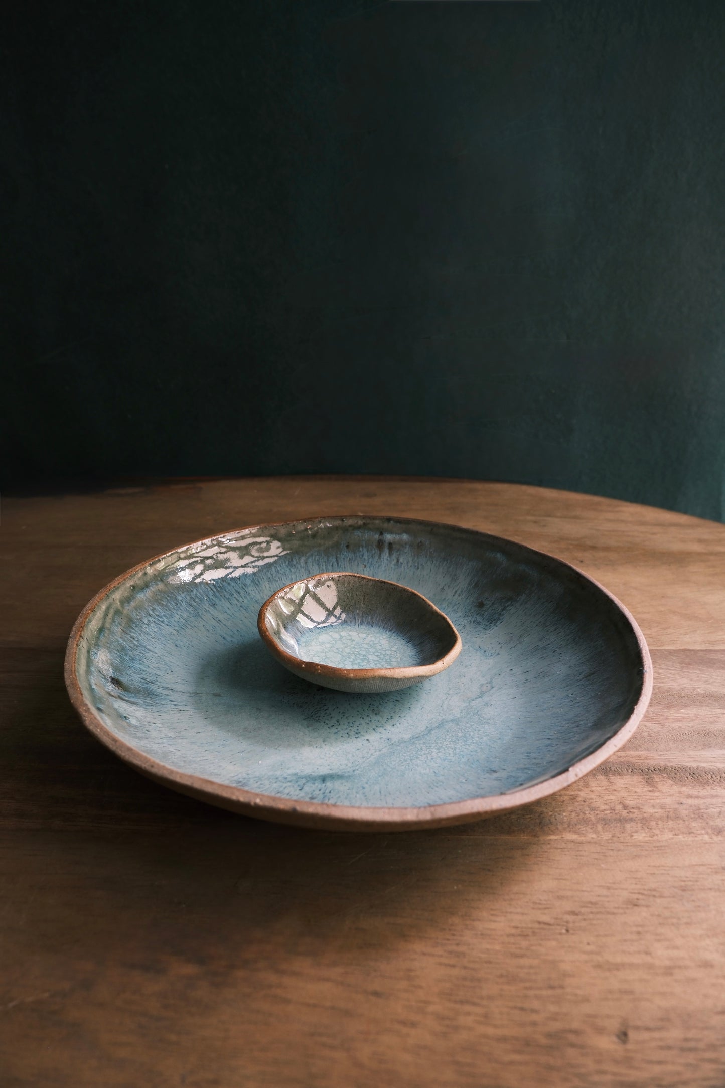 Chip & Dip Bowl/ Serving Bowl- Mottled Green