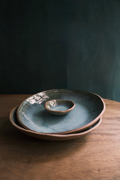 Chip & Dip Bowl/ Serving Bowl- Mottled Green