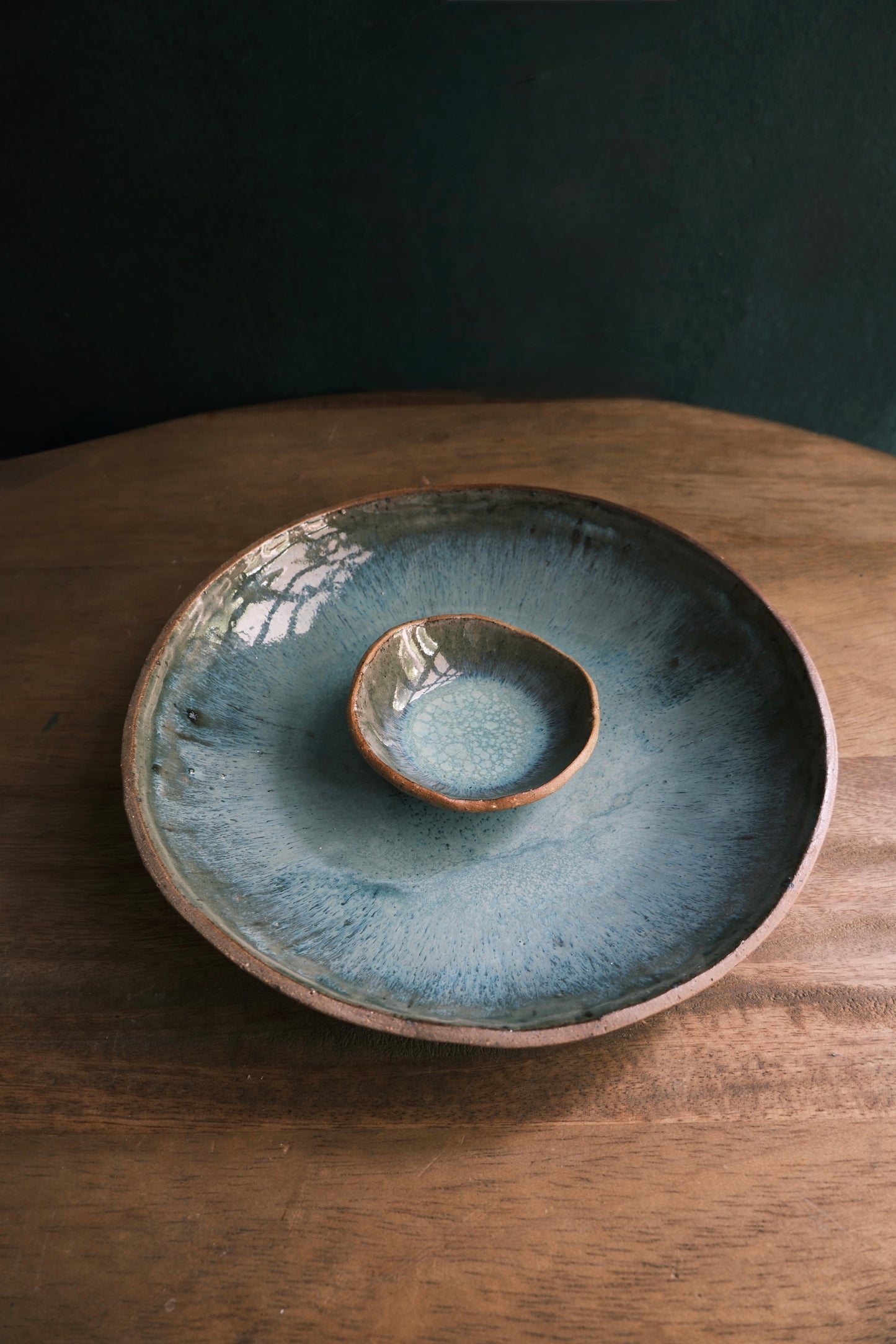 Chip & Dip Bowl/ Serving Bowl- Mottled Green