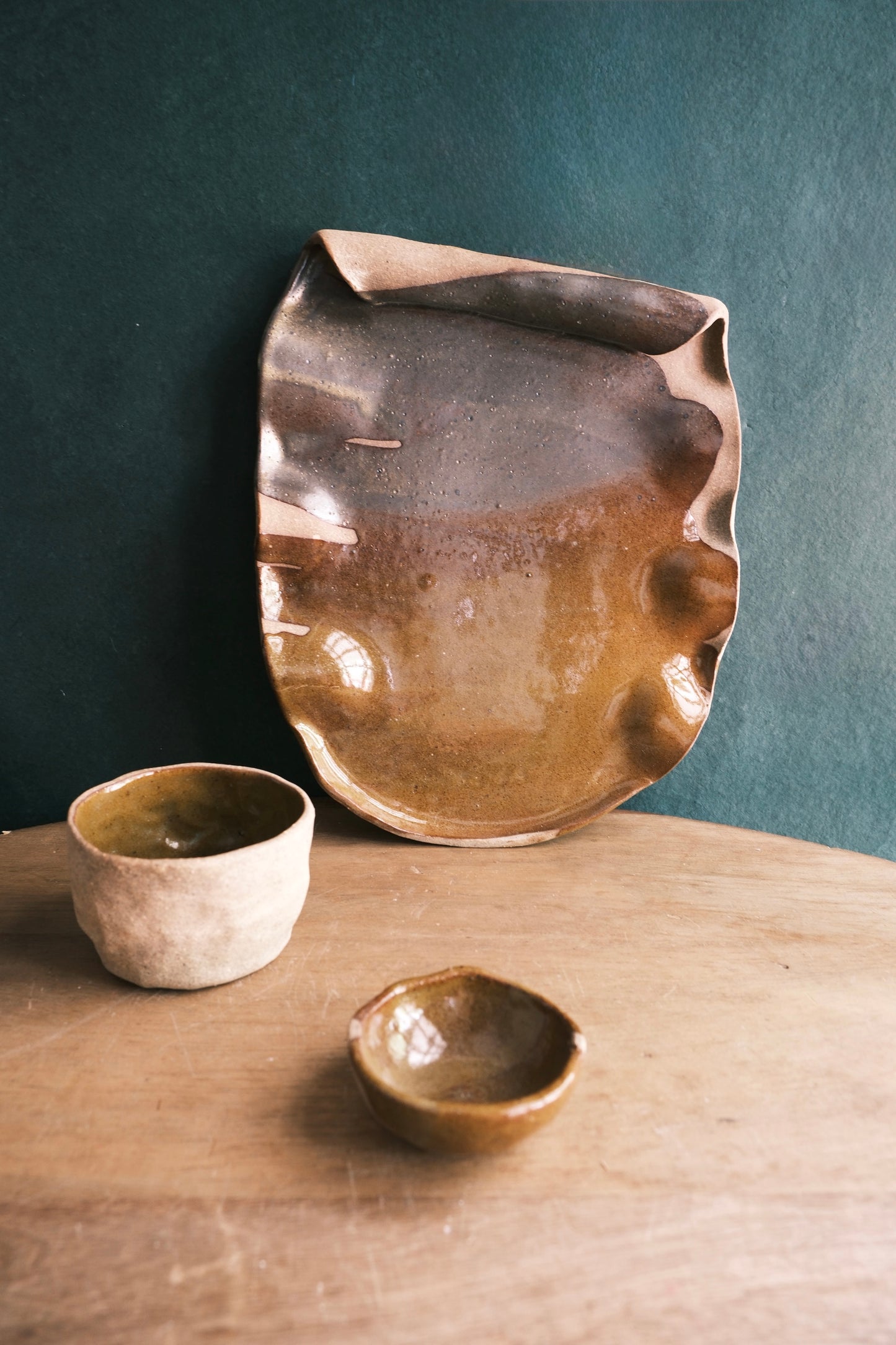 Scroll Cheese Platter/Serving Platter- Three Piece- Dark Umber #2