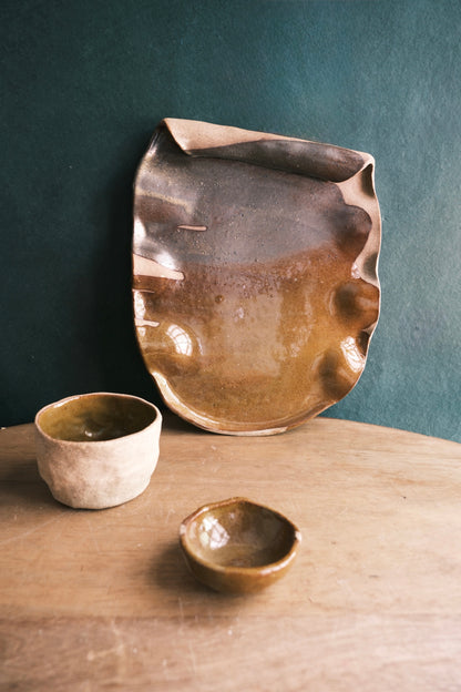 Scroll Cheese Platter/Serving Platter- Three Piece- Dark Umber #2