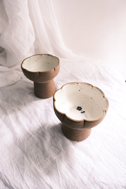 Pedestal Bowl/Ice-Cream Bowl- Set of 2- Wildflower