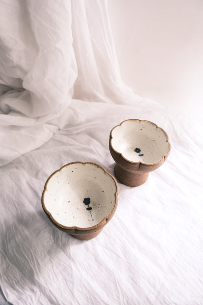 Pedestal Bowl/Ice-Cream Bowl- Set of 2- Wildflower