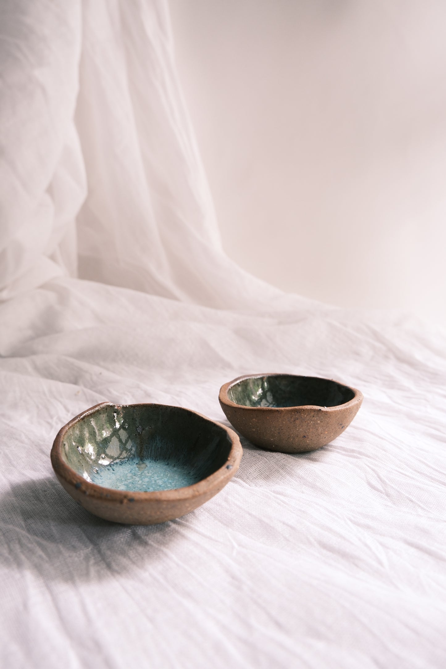 Dip Bowl/Small Katori- Set of 2- Mottled Green