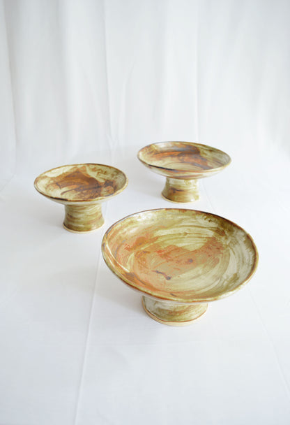 Pedestal Bowls- Dark Shino