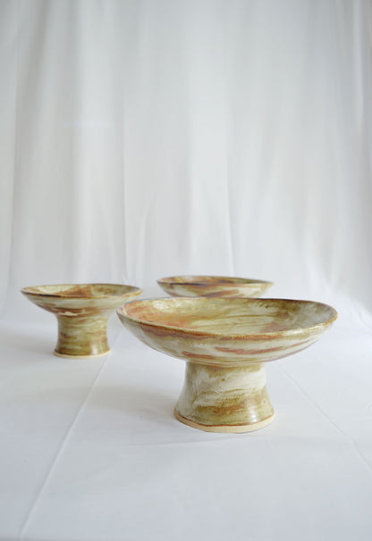 Pedestal Bowls- Dark Shino