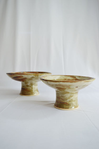 Pedestal Bowls- Dark Shino