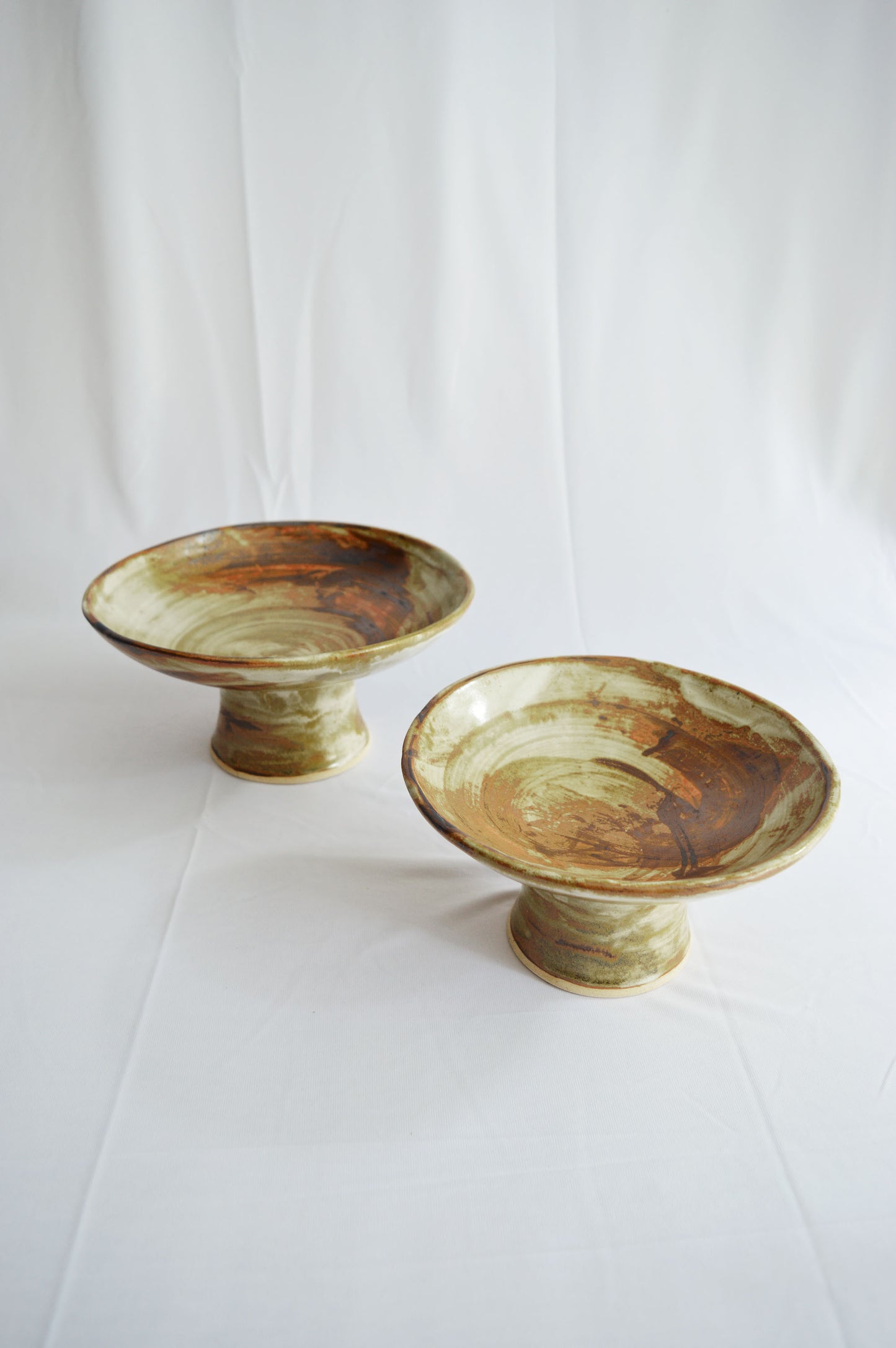 Pedestal Bowls- Dark Shino