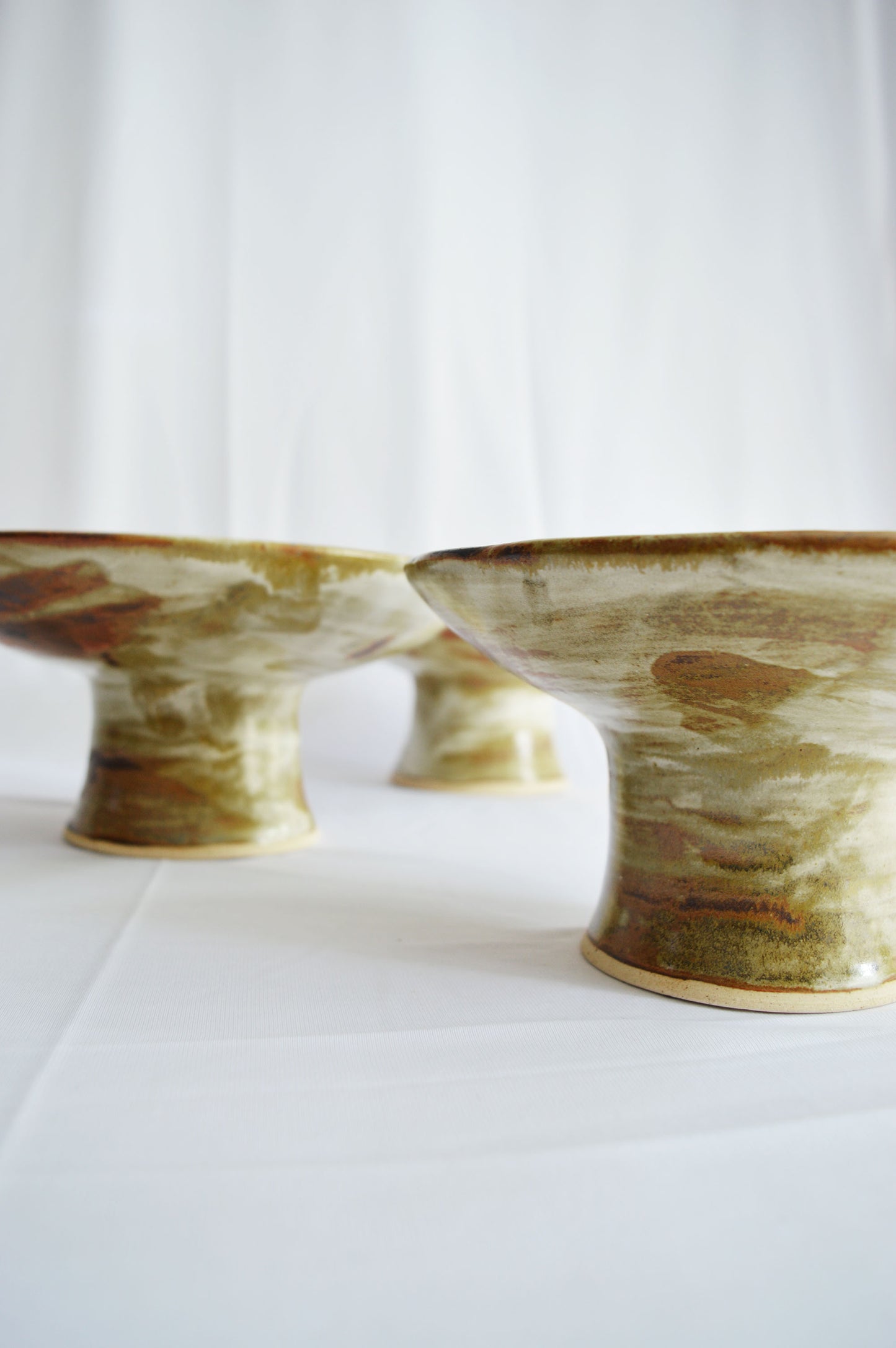 Pedestal Bowls- Dark Shino