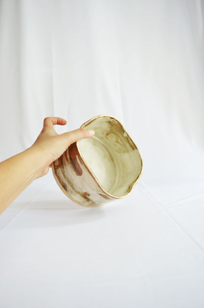 Curvy Serving Bowl- Light Shino- Wabi Sabi