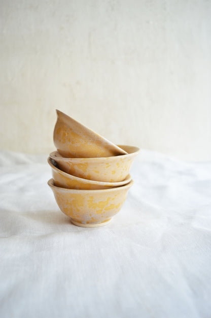 Wheel Thrown Dip Bowl Set- Small- Honey