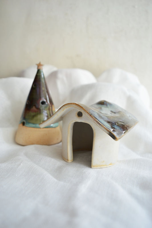 Ceramic Tealight Tree and Cottage Set