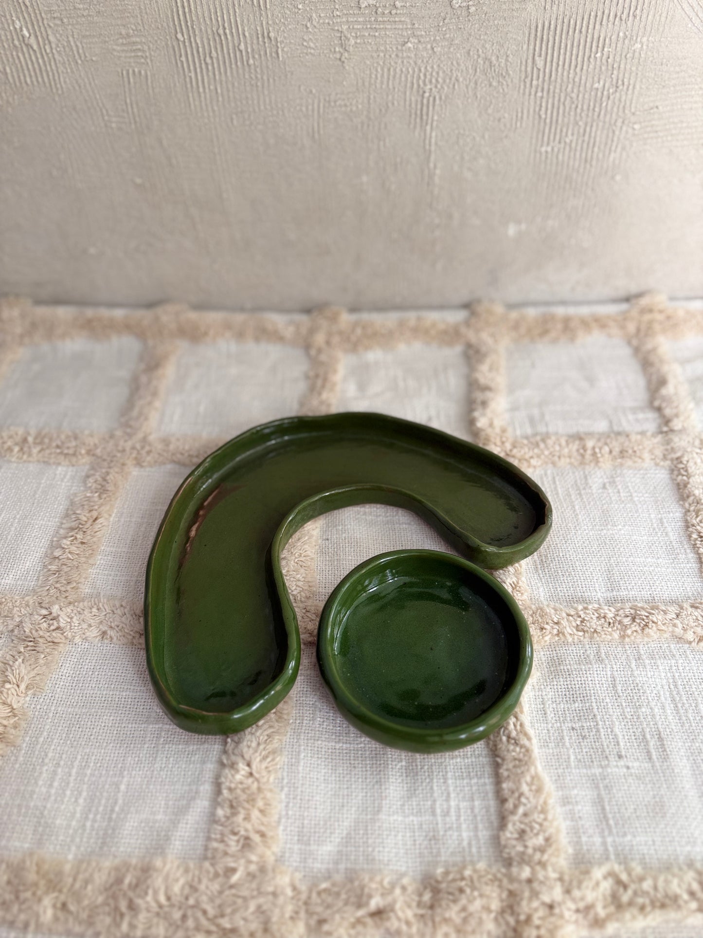 Serving Platter with Dip Bowl- Forest Green