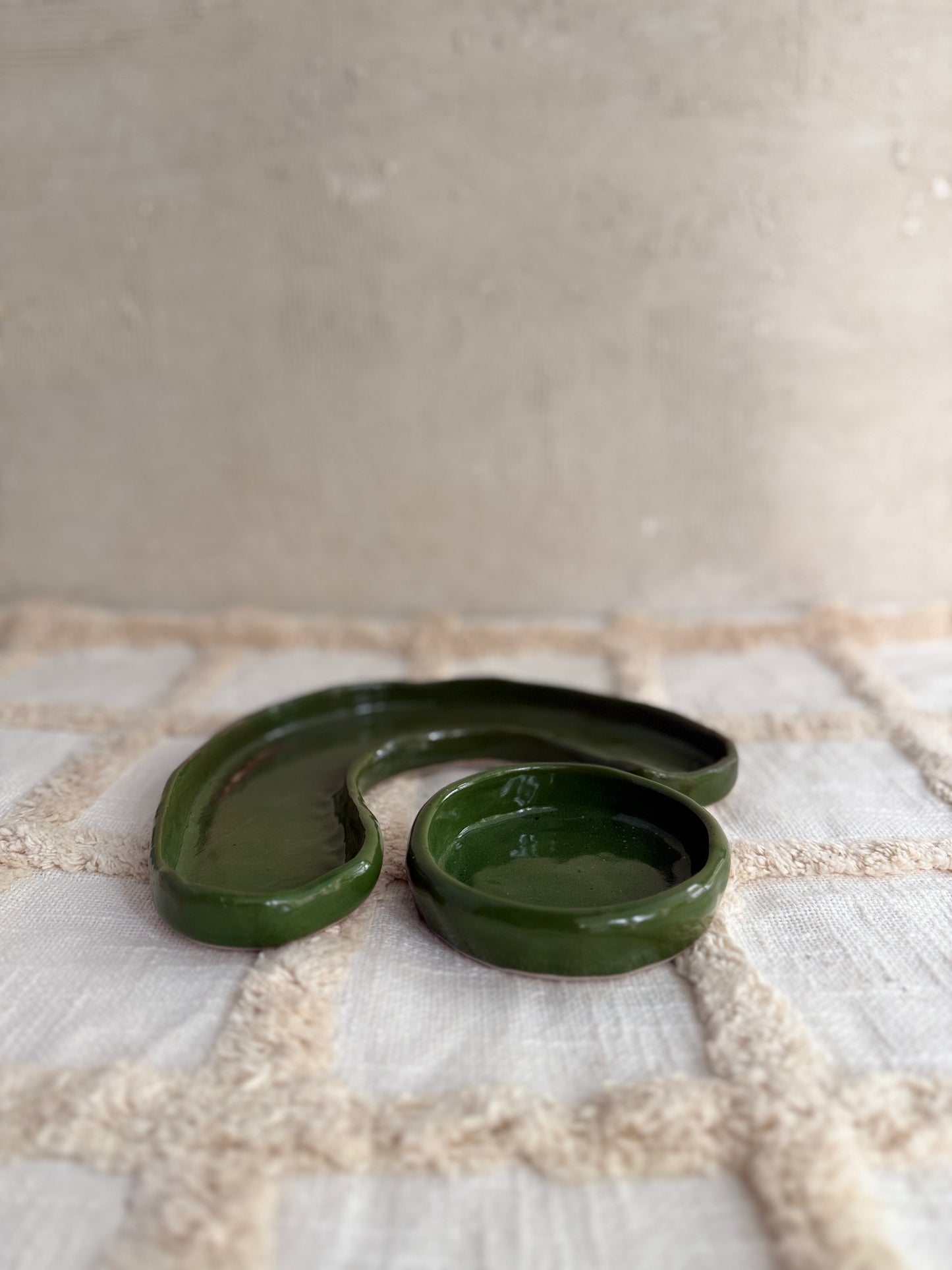 Serving Platter with Dip Bowl- Forest Green
