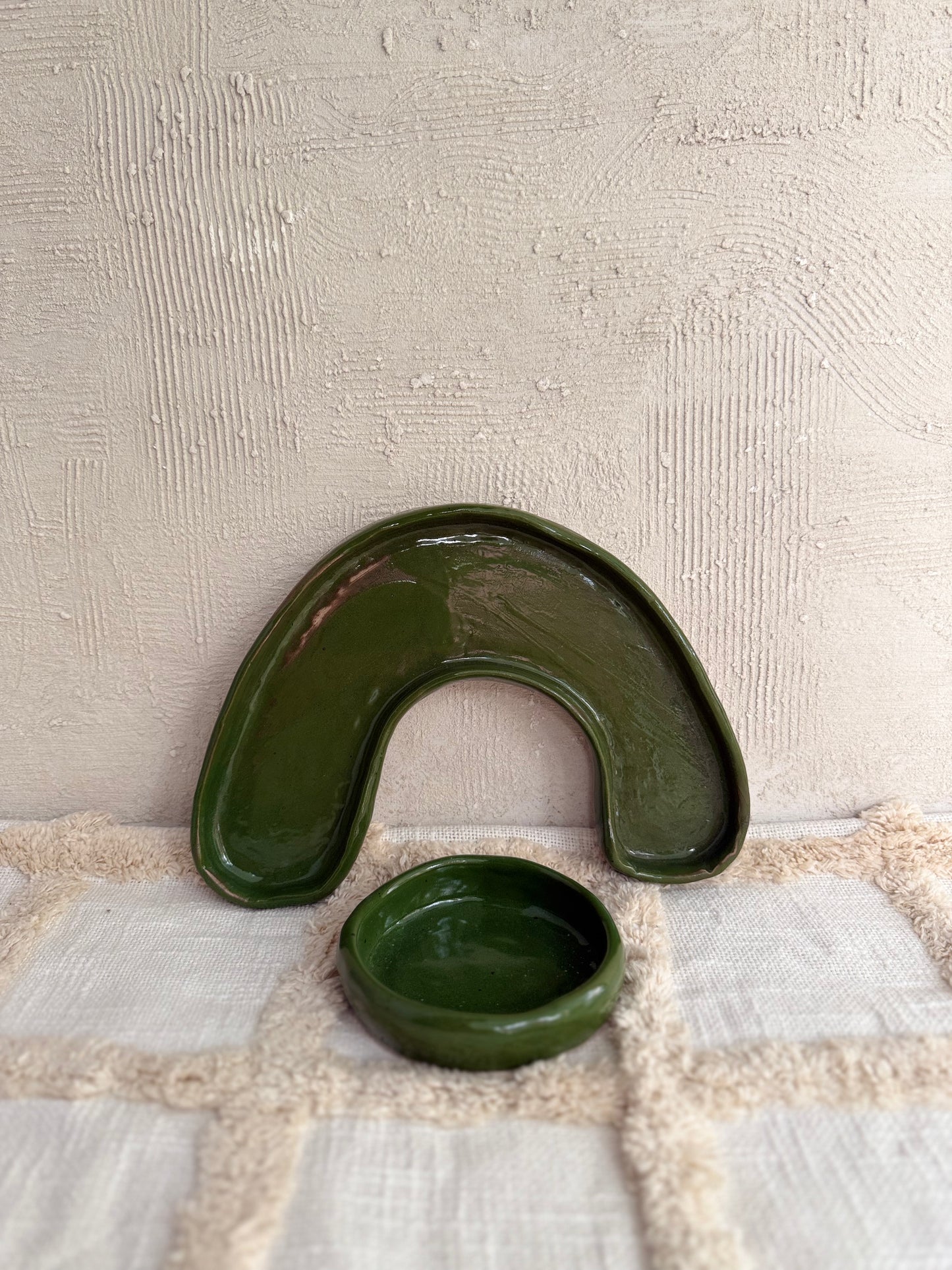 Serving Platter with Dip Bowl- Forest Green