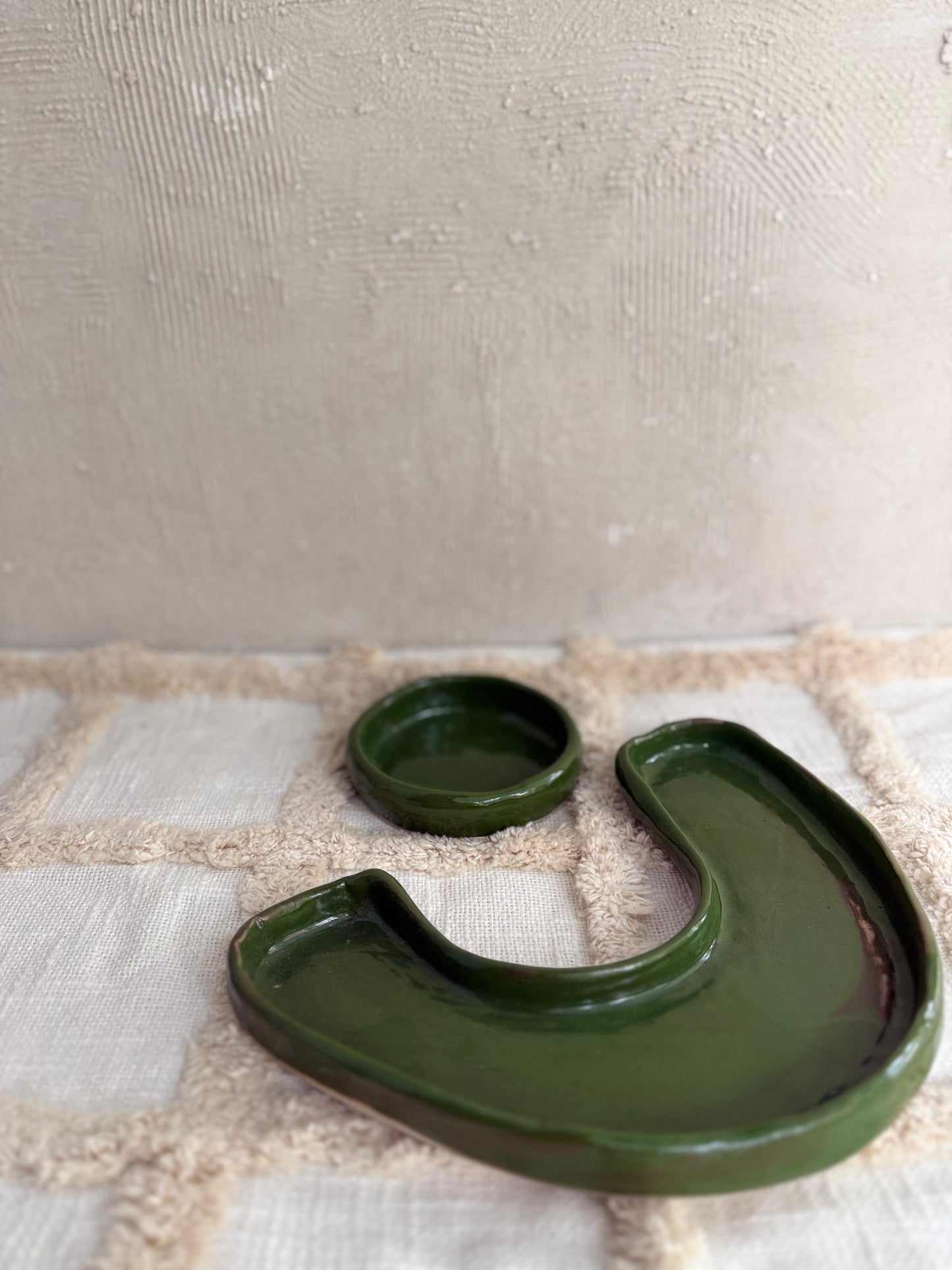 Serving Platter with Dip Bowl- Forest Green