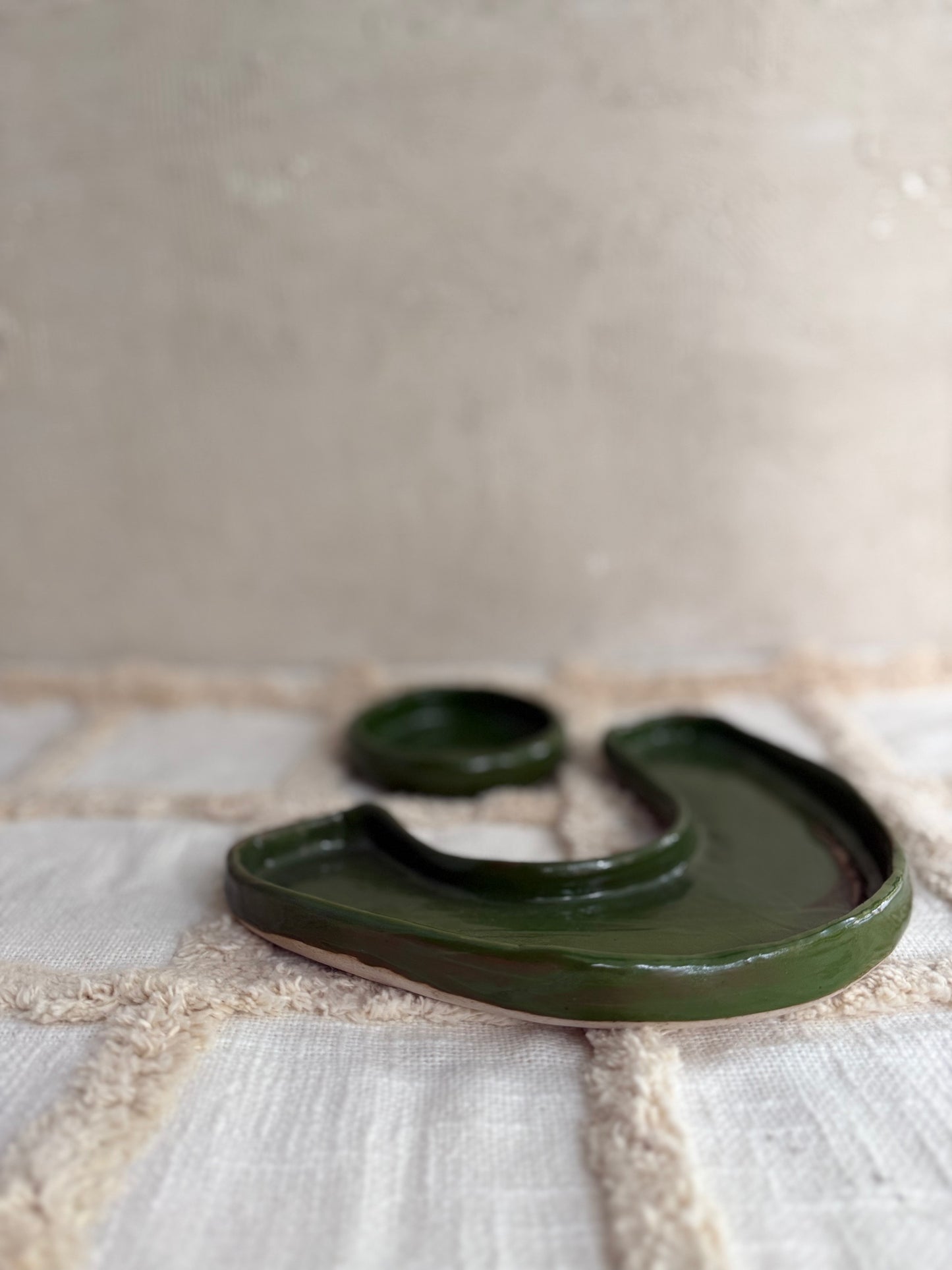 Serving Platter with Dip Bowl- Forest Green