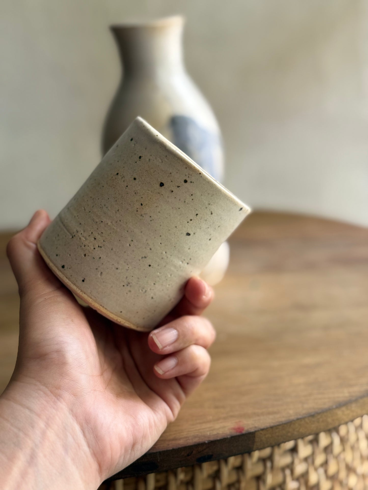 Wheel Thrown- Ceramic Carafe/Water Bottle with tumbler- Koi #3