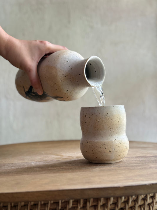 Wheel Thrown- Ceramic Carafe/Water Bottle with tumbler- Koi #4