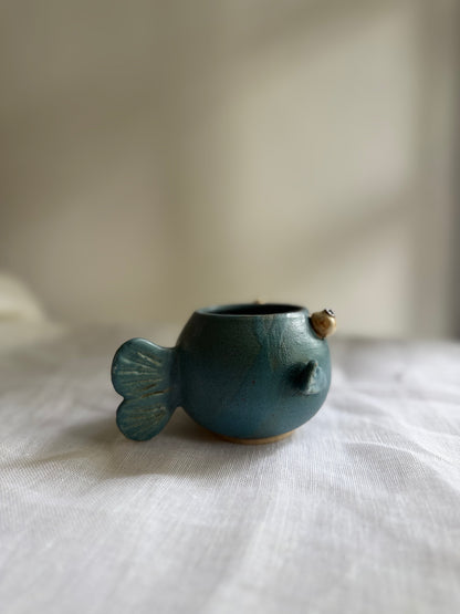 Nerdy Fish Holder- Wheel-Thrown + Sculpted- Taiwan Series