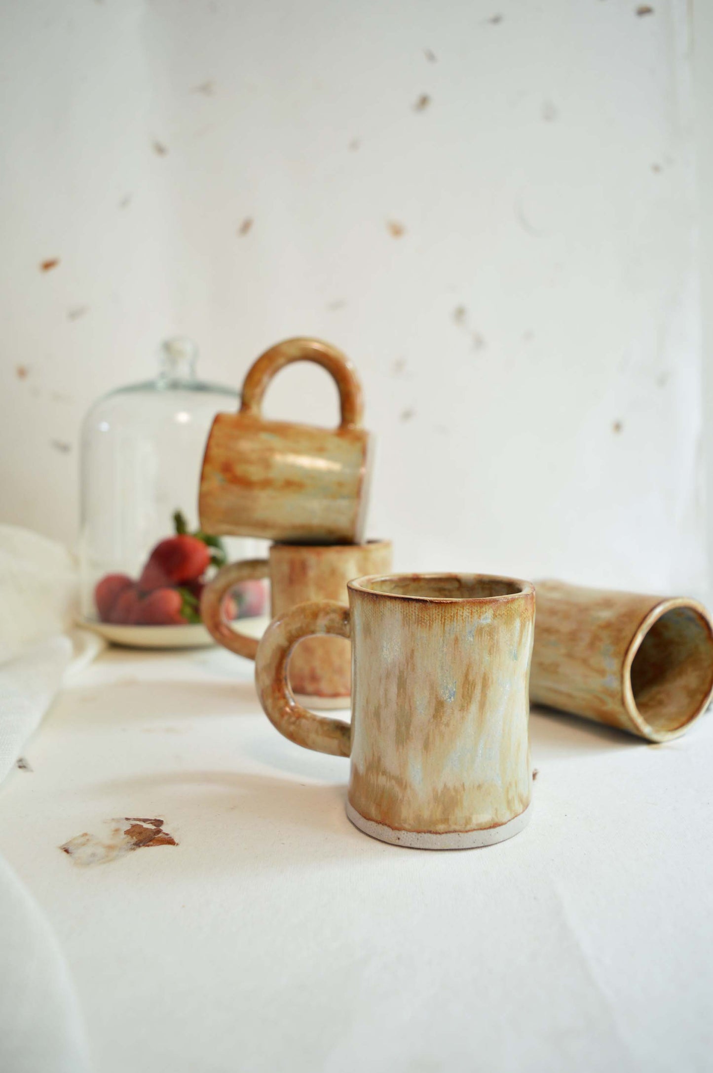 Shino Handbuilt Teacups- Set of 4