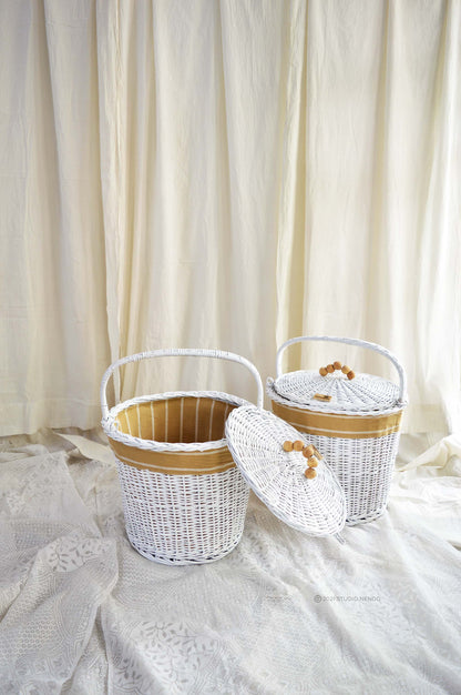 White Wicker Picnic Basket