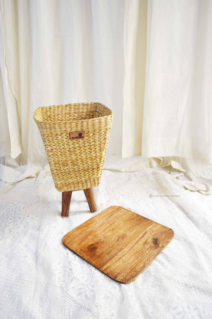 Sea Grass Standing Storage Basket/Side Table- Square