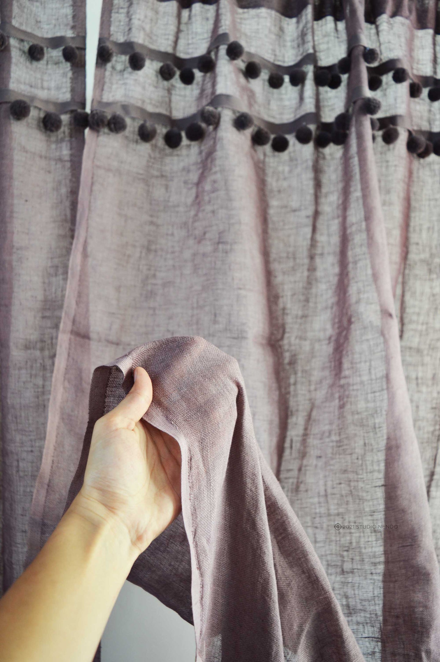 Handmade Linen Sheer Curtain- Wineberry Purple