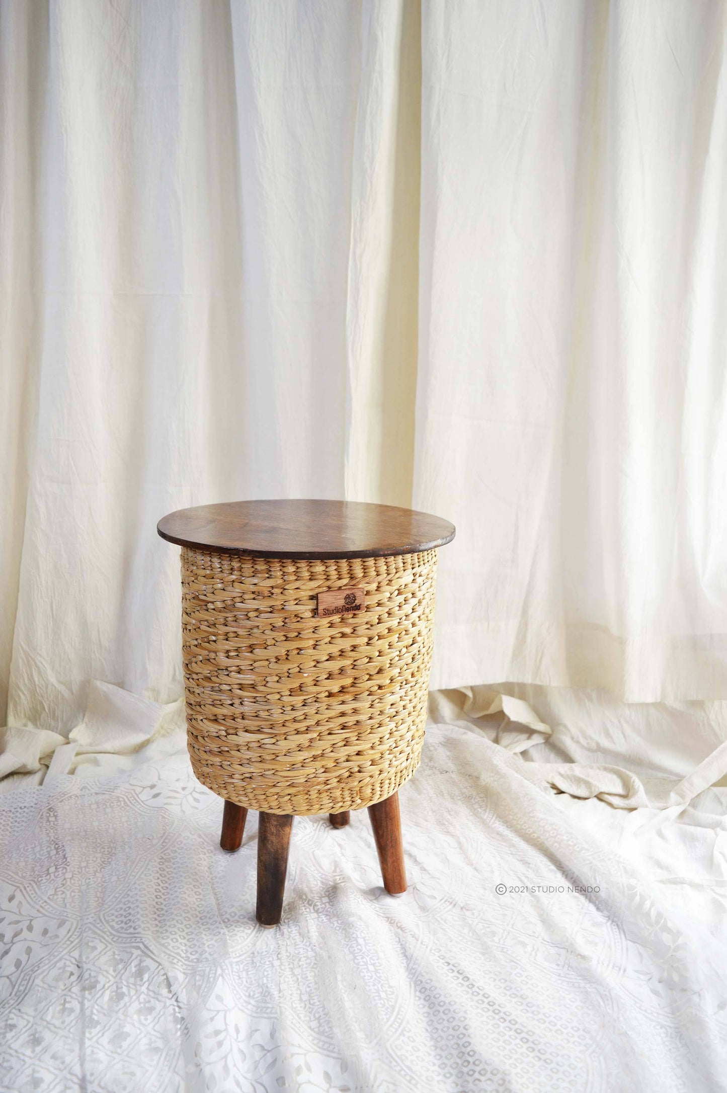 Sea Grass Standing Storage Basket/Side Table- Round
