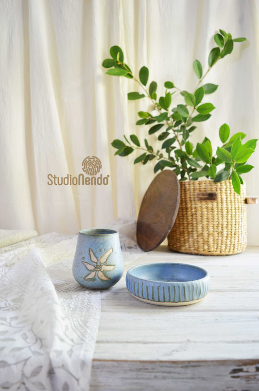 COFFEE AND SNACKS FOR 1- HYGGE SET- MATT BLUE