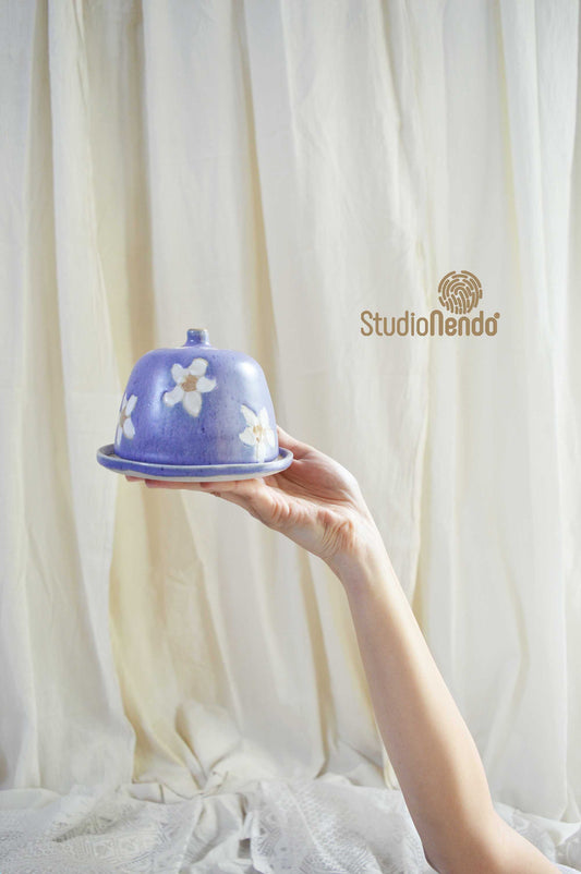 BUTTER DISH- DAISY COLLECTION- LILAC