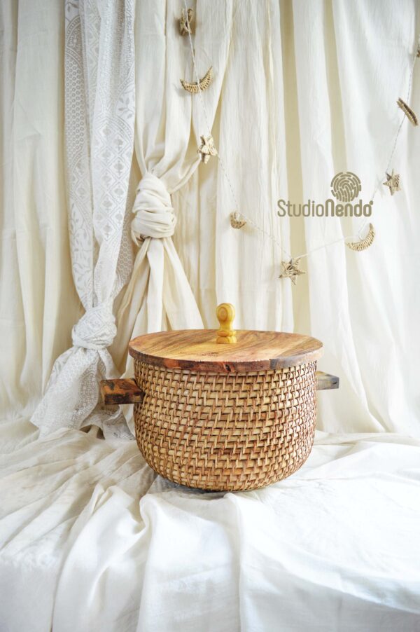 Cane Storage Box/Basket with Wooden lid- Large