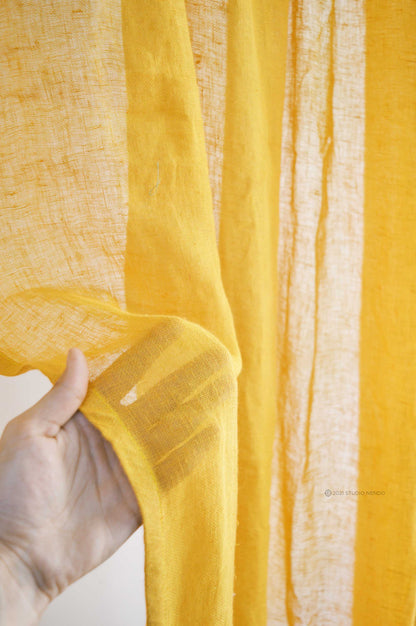 Handmade Linen Sheer Curtain- Honey Mustard Yellow