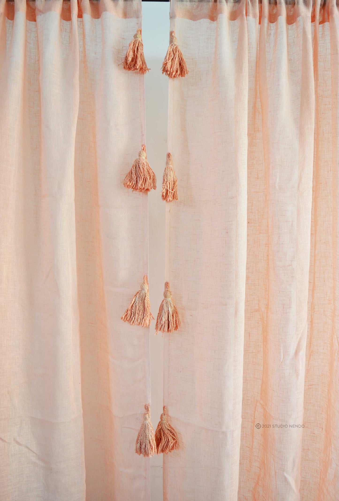 Handmade Linen Sheer Curtain- Peachy Pink