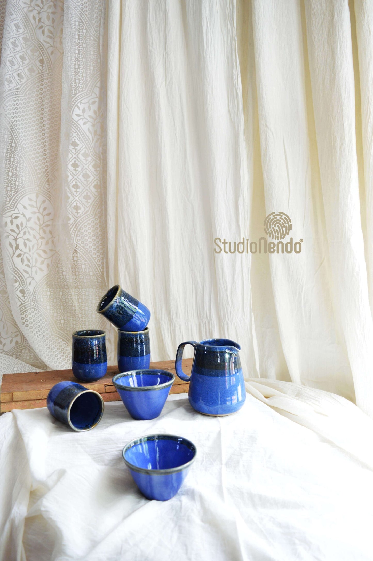 COFFEE/CHAI/MOJITO AND SNACKS FOR 4- HYGGE SET- BLUE/AMBER