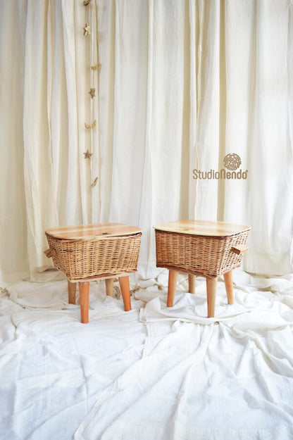Willow Standing Storage Basket/ Side Table