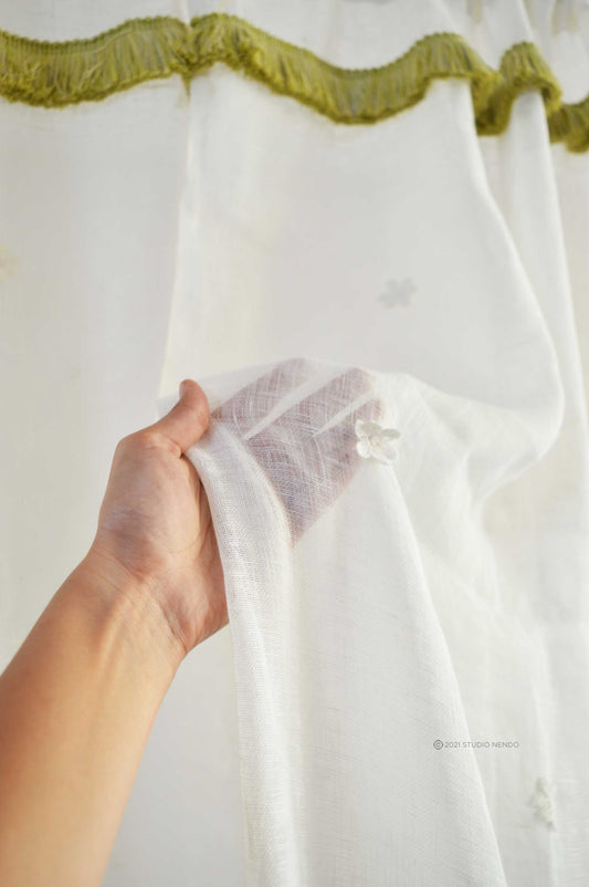 Handmade Linen Sheer Curtain- Snow White
