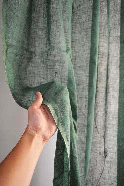 Handmade Linen Sheer Curtain- Amazon green