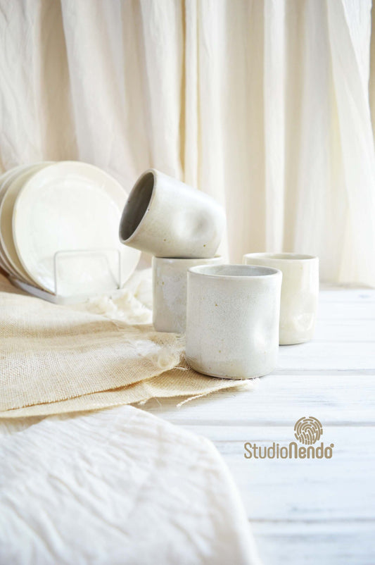 DENTED TUMBLERS- SET OF 2- OATMEAL