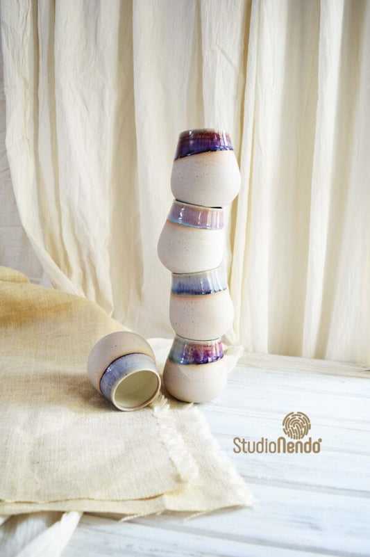 POTBELLY TUMBLERS- SET OF 2- GEMSTONE GLAZE VARIATION