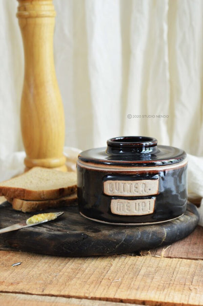 “BUTTER ME UP!” FRENCH STYLE BUTTER DISH- TENMOKU