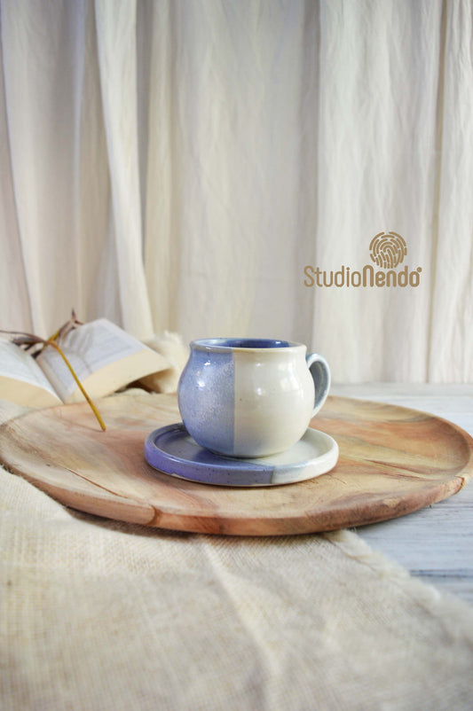 CAPPUCCINO CUP AND SAUCER- SET OF 1- HALF N HALF