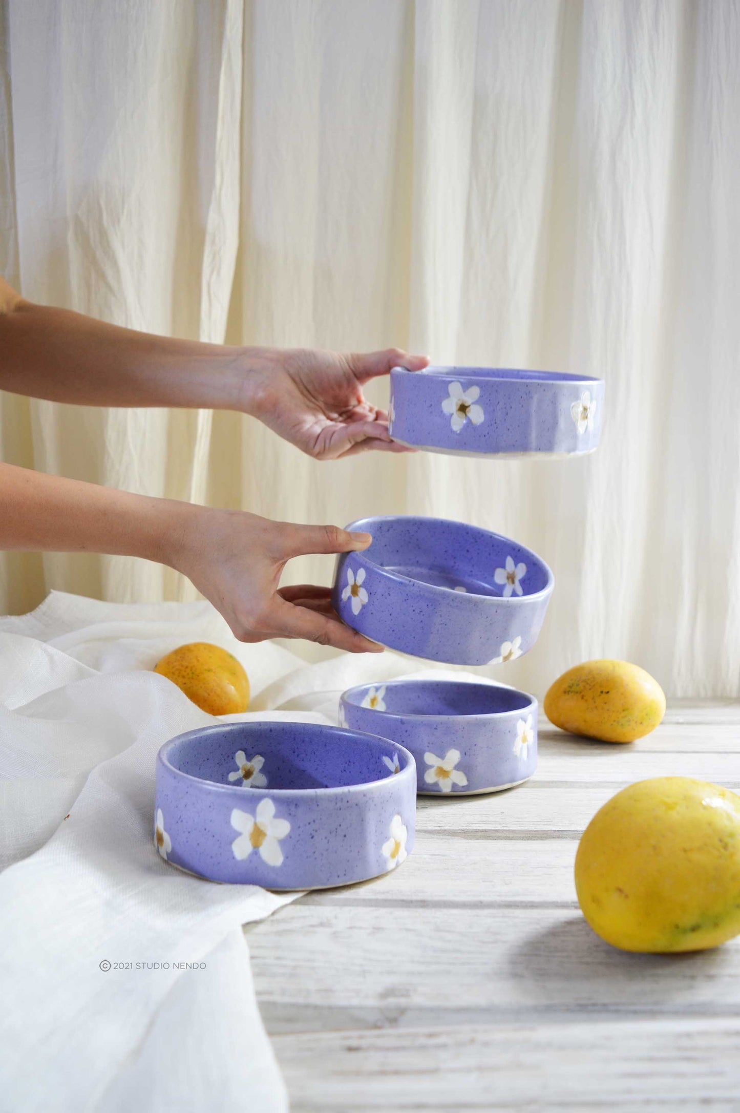 FACETED SERVING BOWLS- DAISY COLLECTION-LILAC
