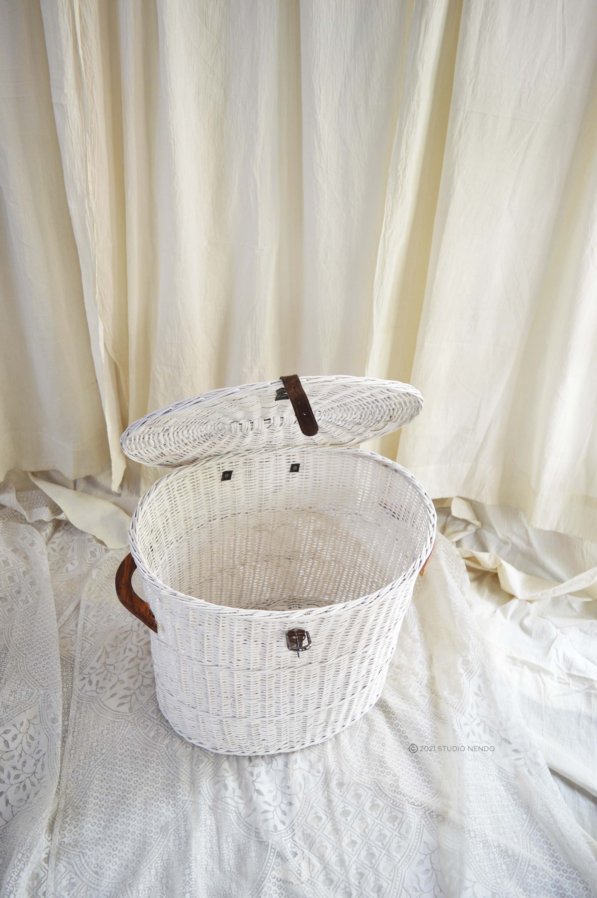 White linen 2024 laundry basket