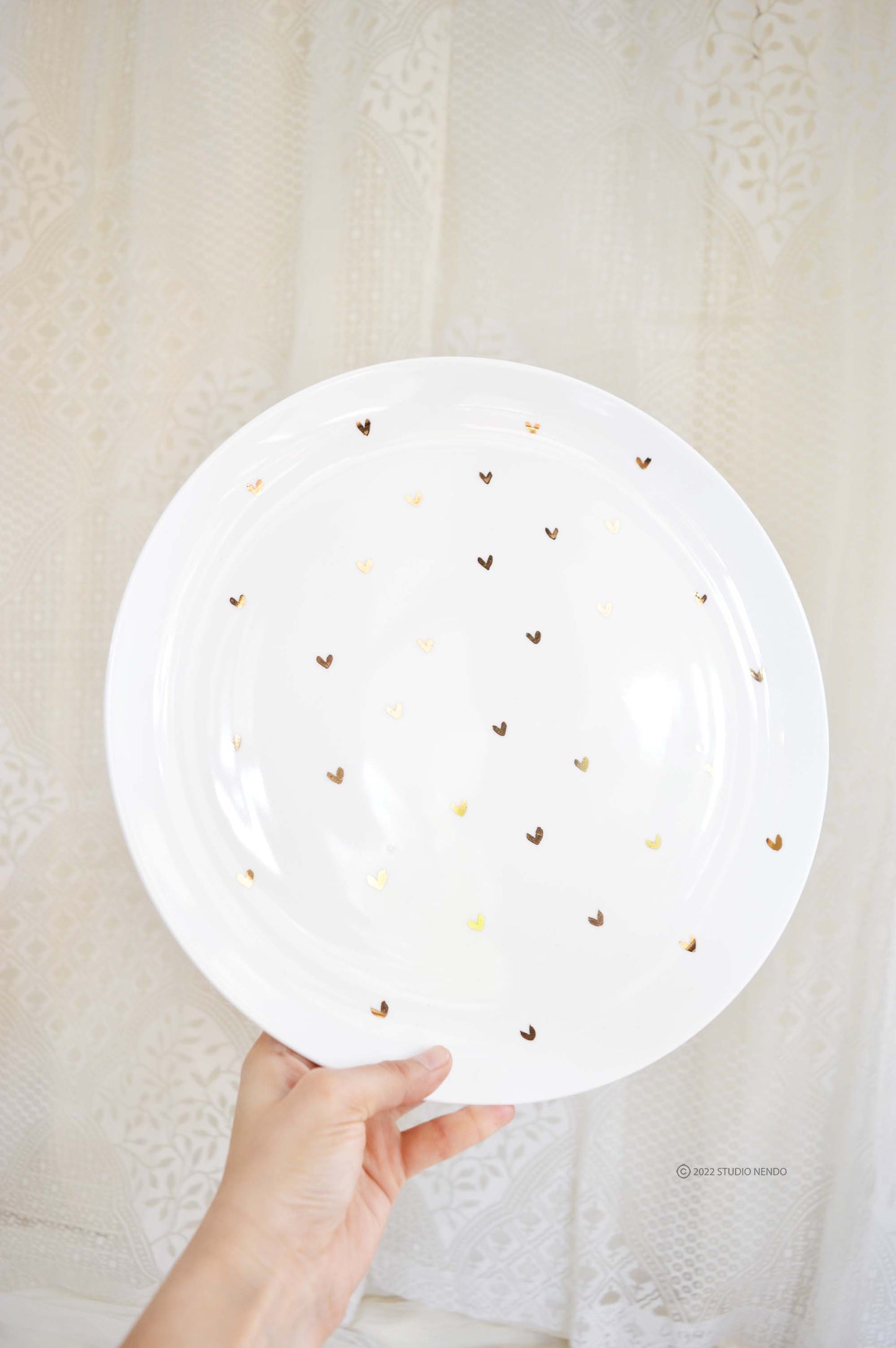 Hand Painted Series- Dinner Plates (Set of 2)- Golden Heart- 12"