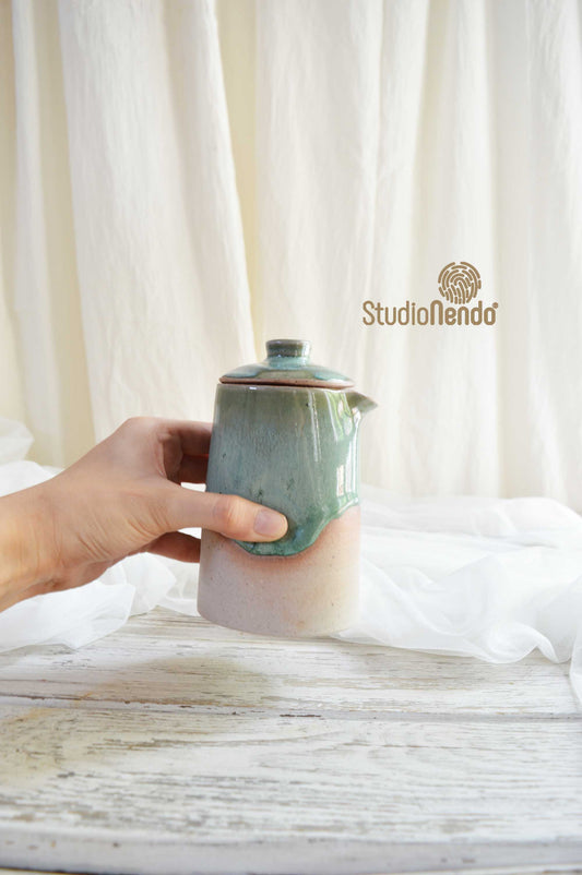 OIL/SAUCE POURER (LIDDED)- MOTTLED GREEN