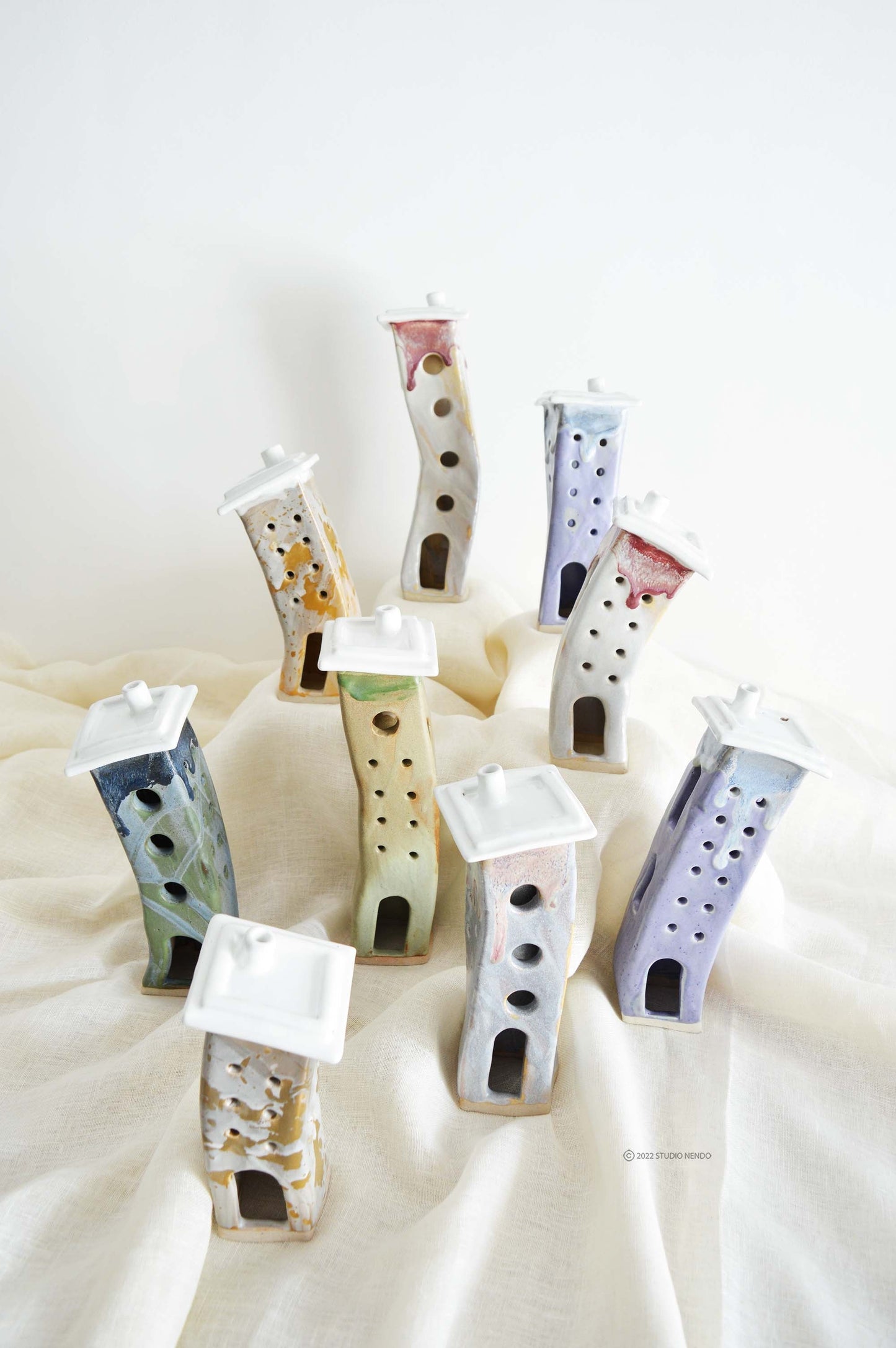 ELF- Topsy Turvy Tealight Housing Society- Ceramic Sculpture