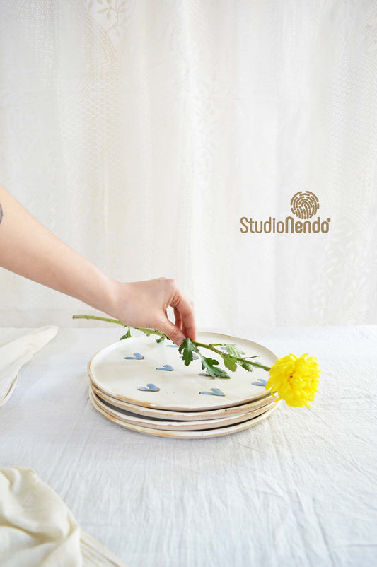 IRREGULAR/ORGANIC DINNER PLATES- Frozen Heart- SET OF 2