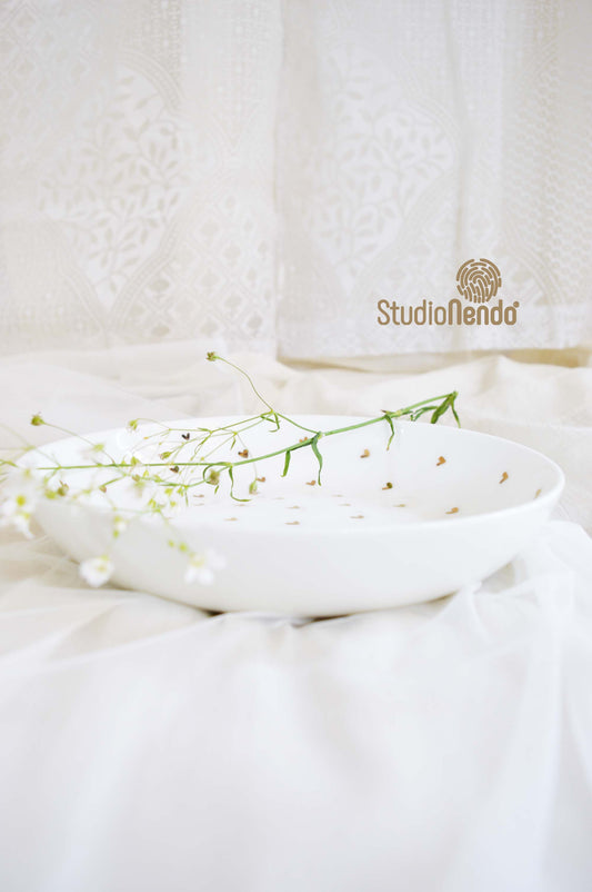 Hand Painted Series- Coupe Bowl- Golden Hearts
